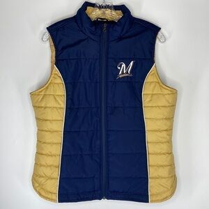 GIII Sports By Carl Banks Milwaukee Brewers Blue Gold Vest Size Large